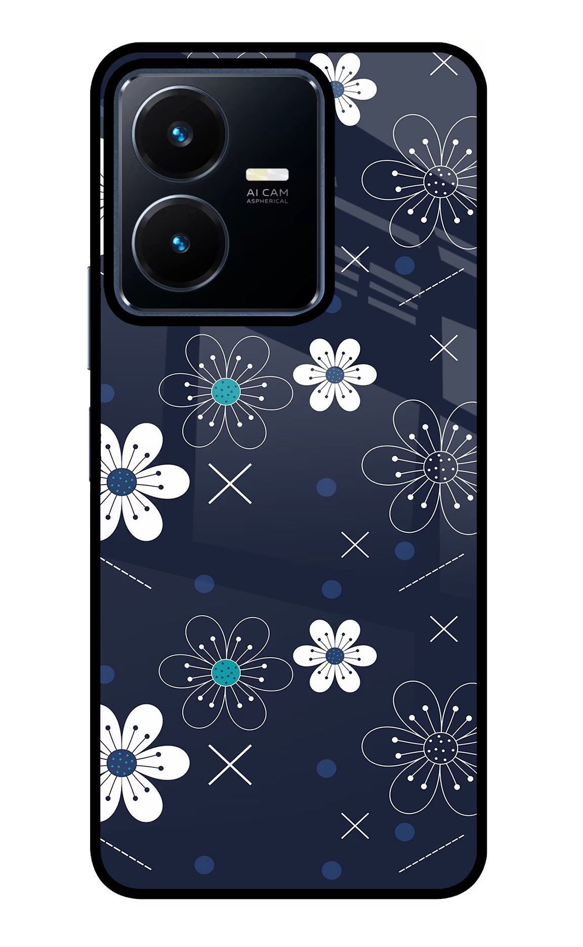 Flowers Vivo Y22 Glass Case
