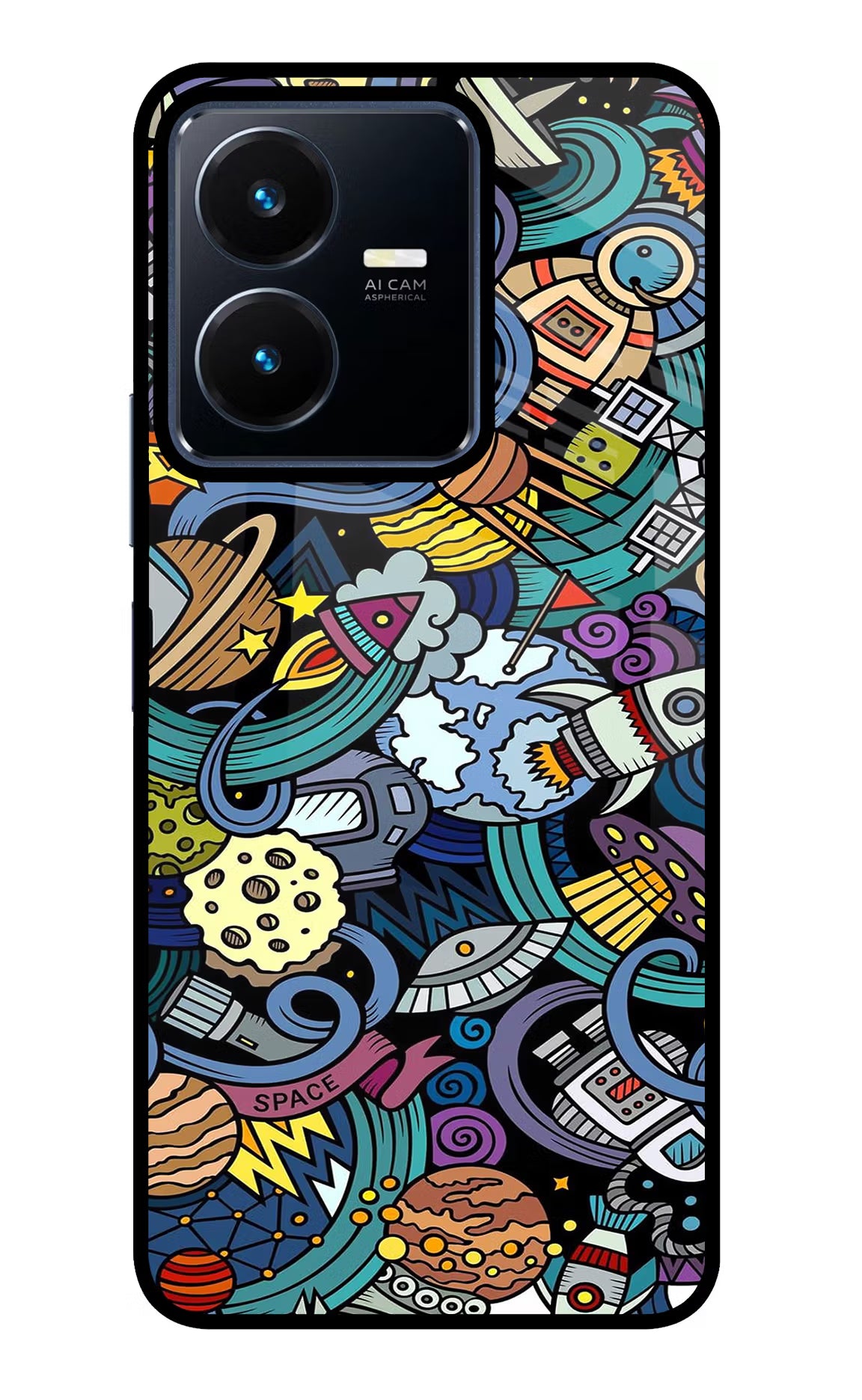 Space Abstract Vivo Y22 Glass Case Back Cover by Casekaro