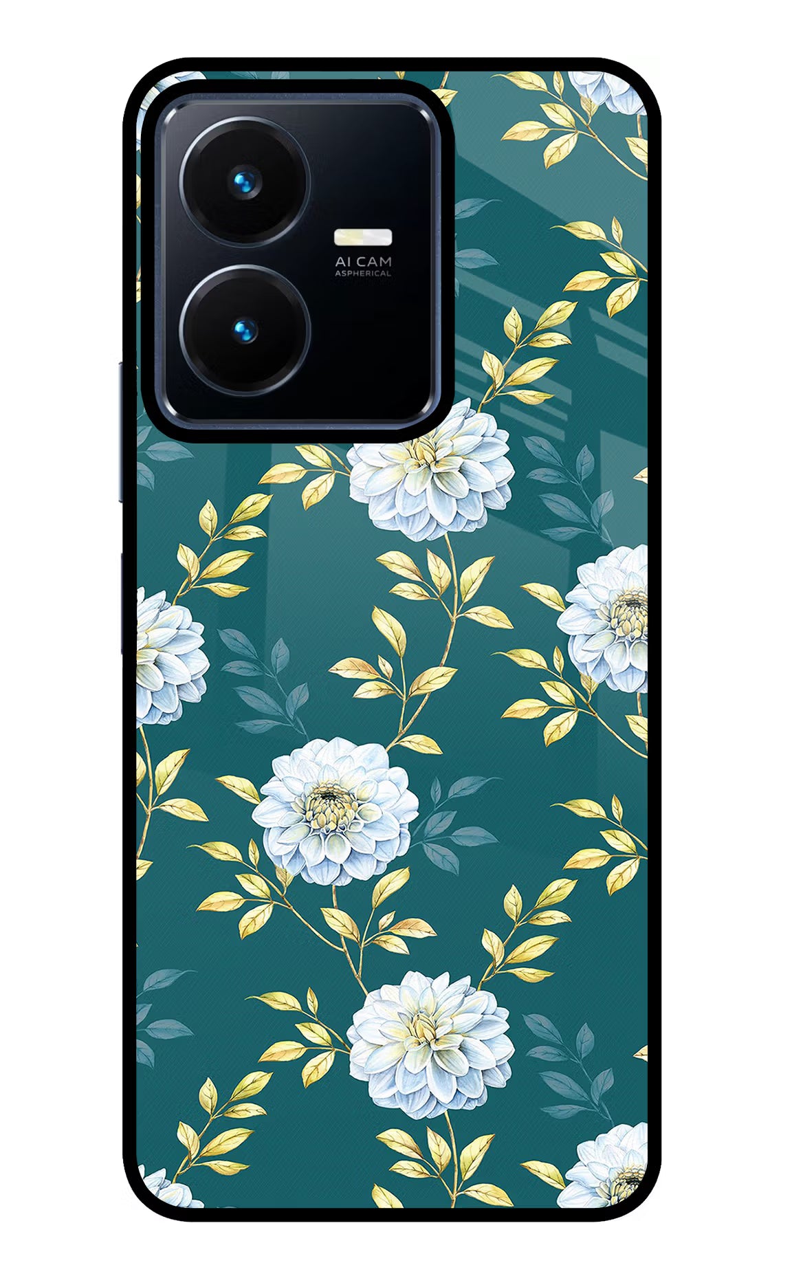 Flowers Vivo Y22 Glass Case Back Cover by Casekaro