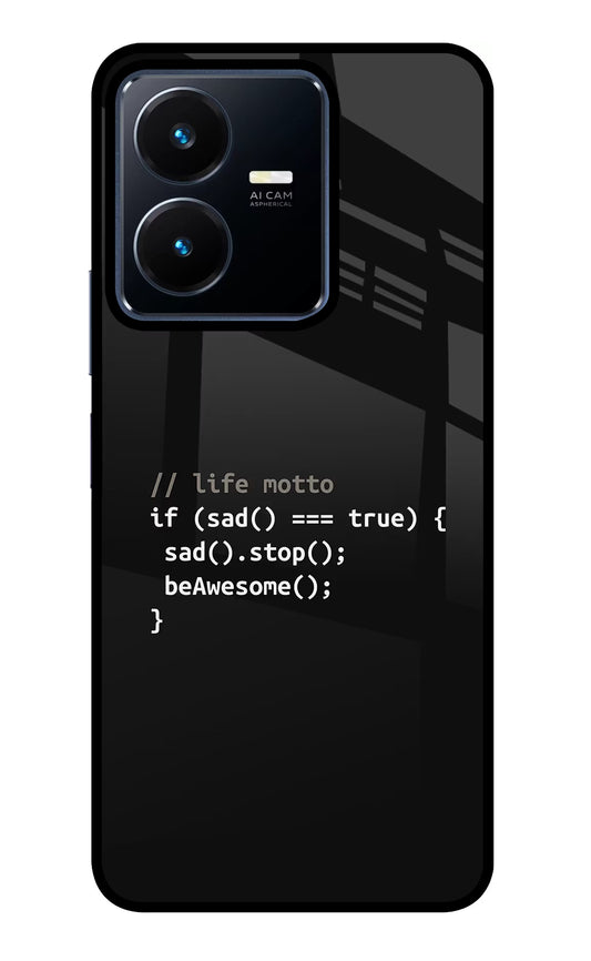 Life Motto Code Vivo Y22 Glass Case