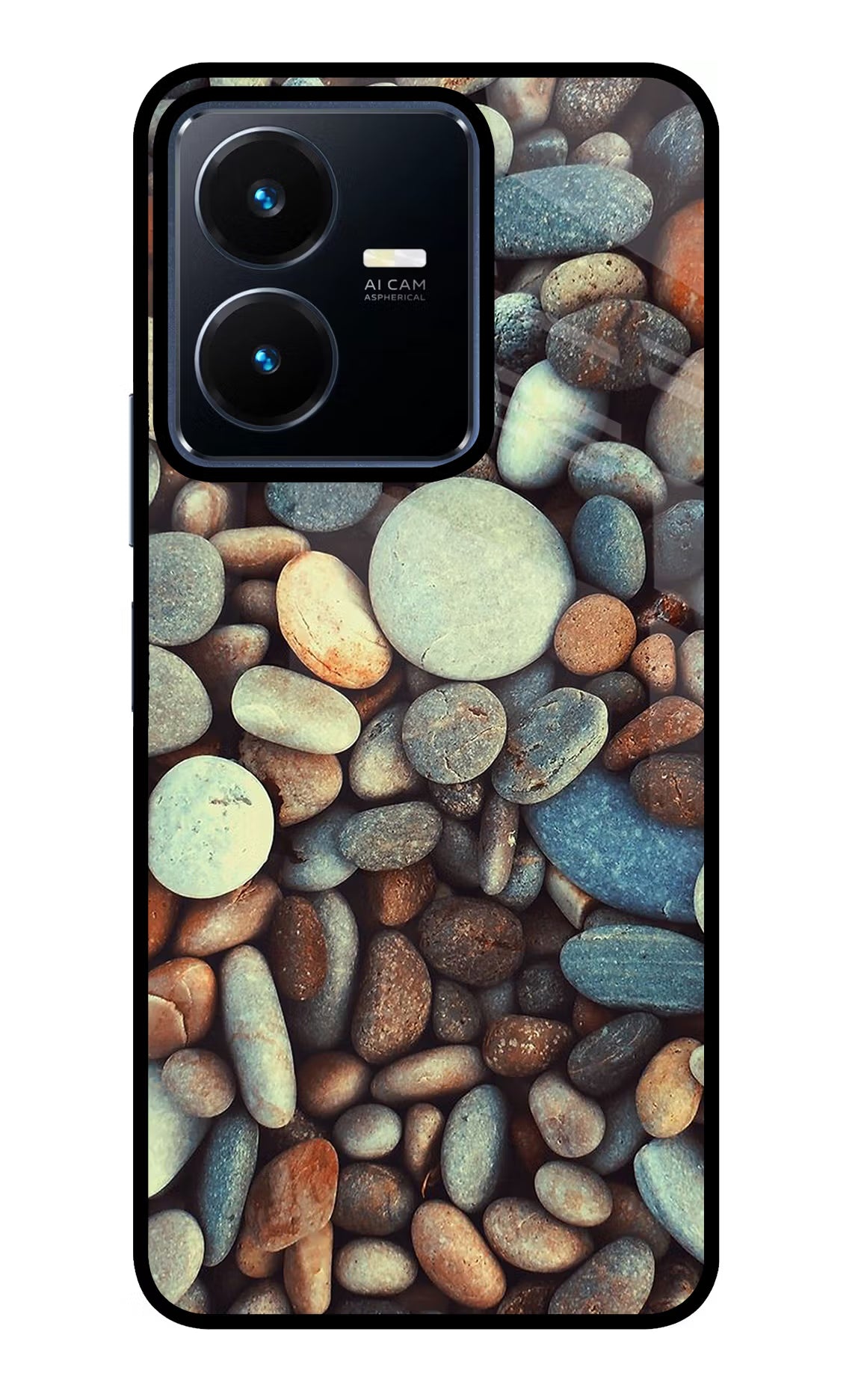 Pebble Vivo Y22 Glass Case Back Cover by Casekaro