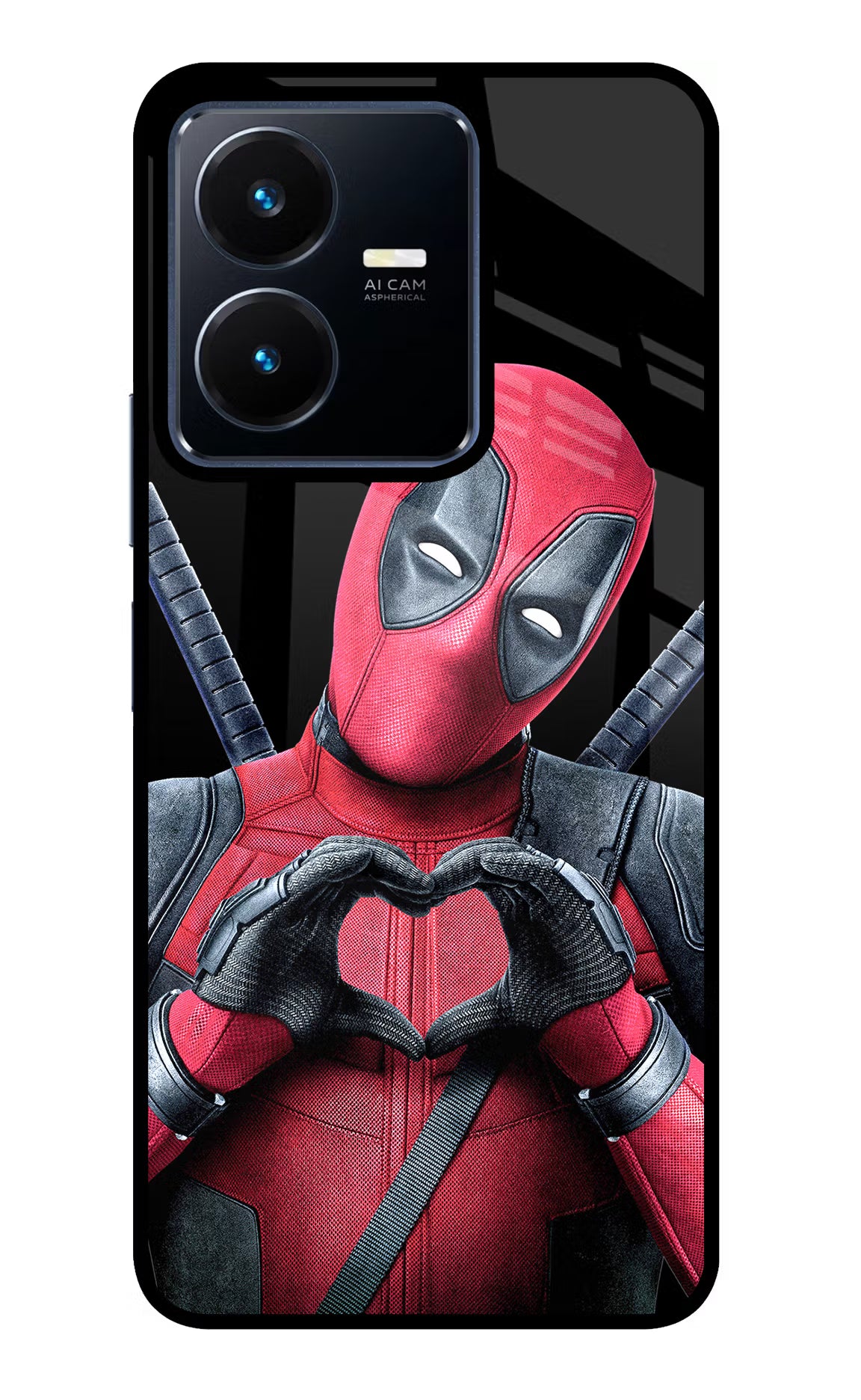 Deadpool Vivo Y22 Glass Case Back Cover by Casekaro