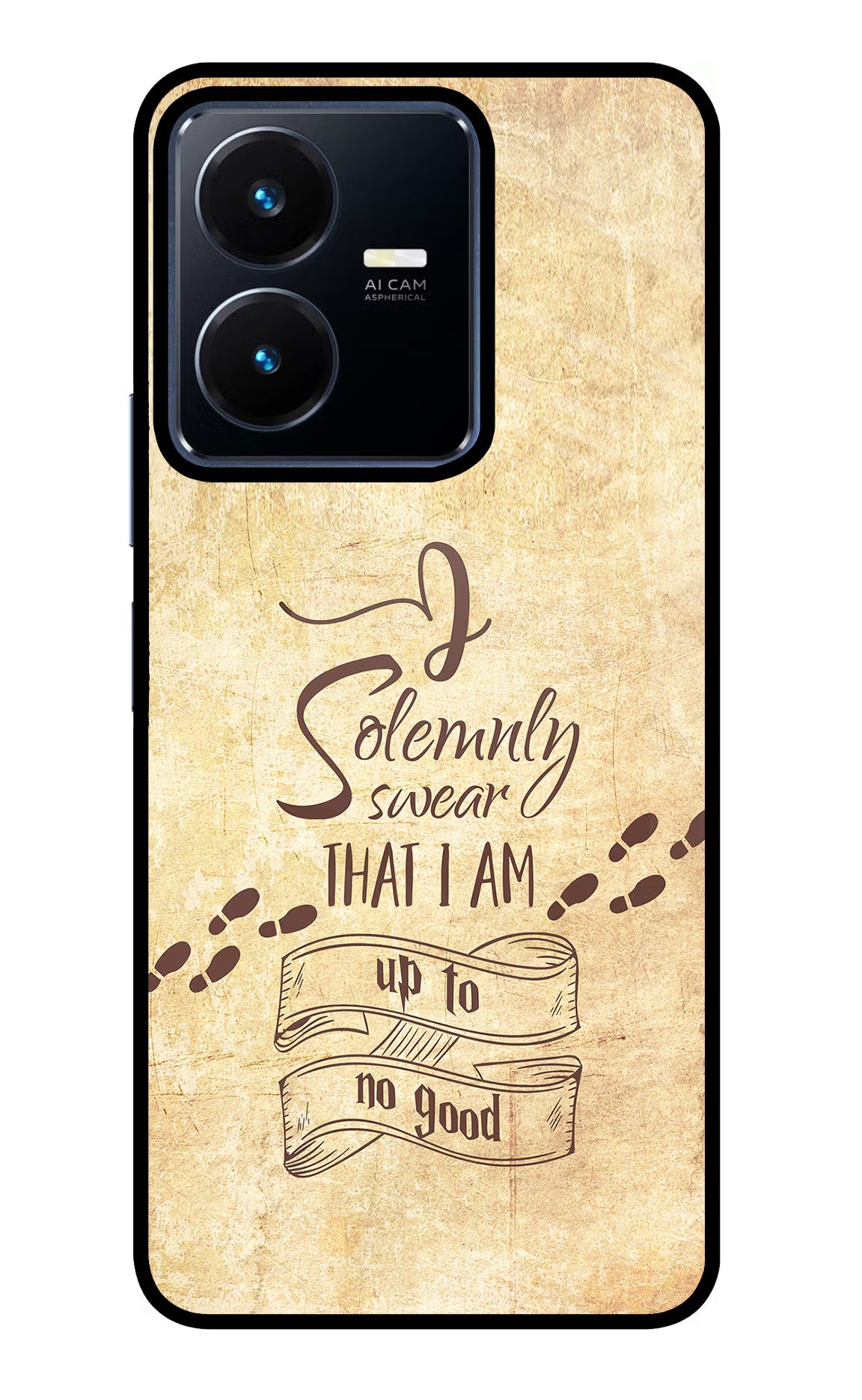 I Solemnly swear that i up to no good Vivo Y22 Glass Case Back Cover by Casekaro