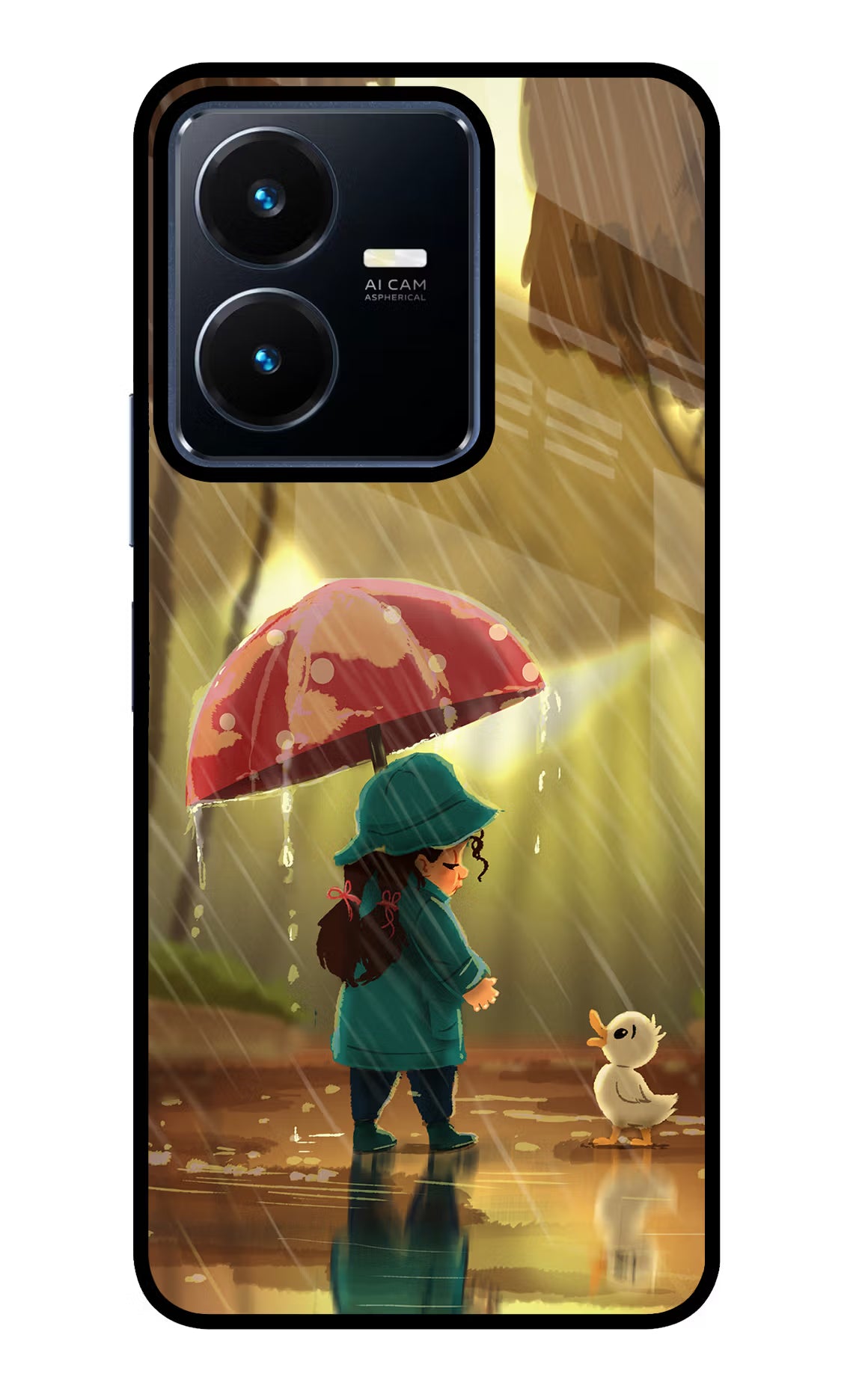 Rainy Day Vivo Y22 Glass Case Back Cover by Casekaro