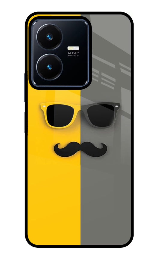 Sunglasses with Mustache Vivo Y22 Glass Case