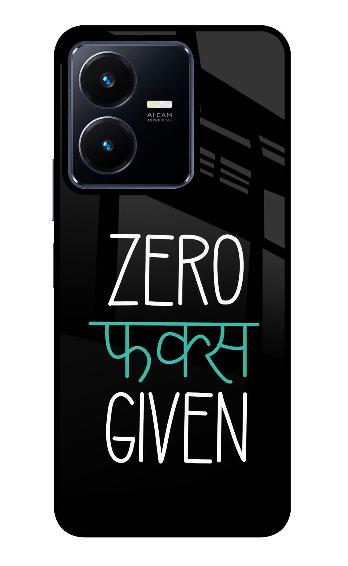 Zero Fucks Given Vivo Y22 Glass Case Back Cover by Casekaro