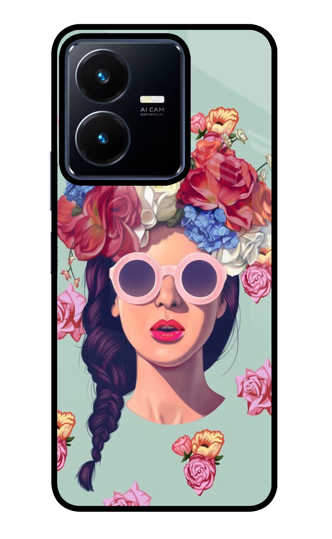 Pretty Girl Vivo Y22 Glass Case Back Cover by Casekaro