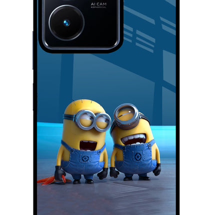 Minion Laughing Vivo Y22 Glass Case Back Cover by Casekaro