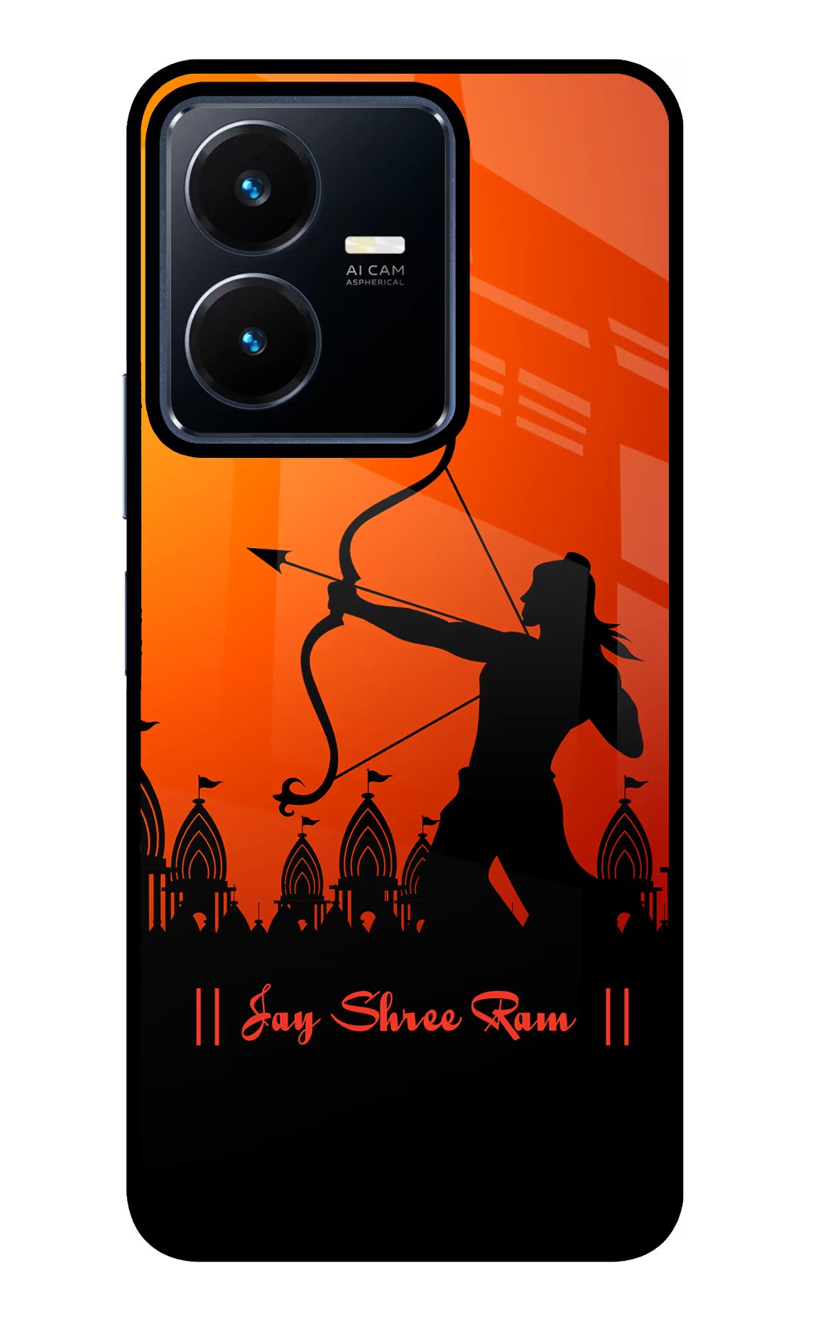 Lord Ram - 4 Vivo Y22 Glass Case Back Cover by Casekaro