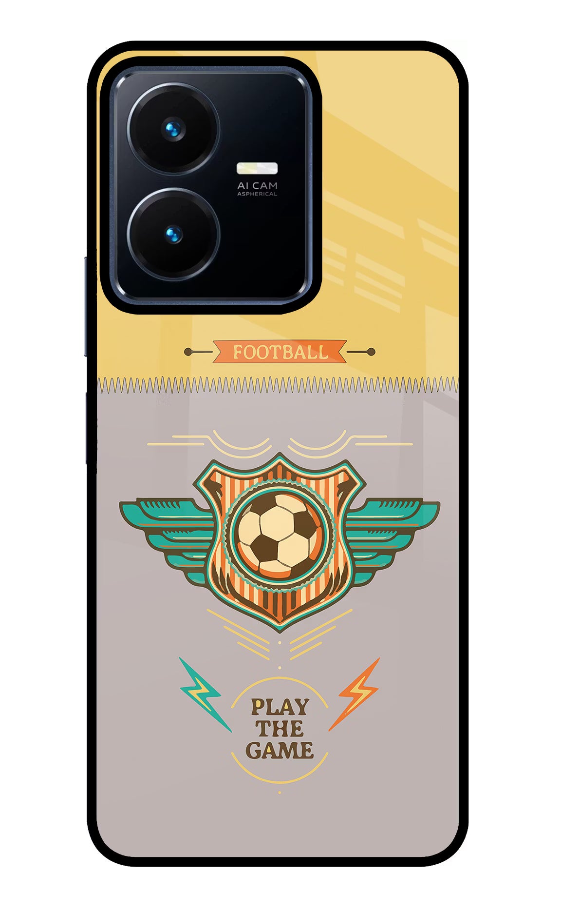 Football Vivo Y22 Glass Case Back Cover by Casekaro