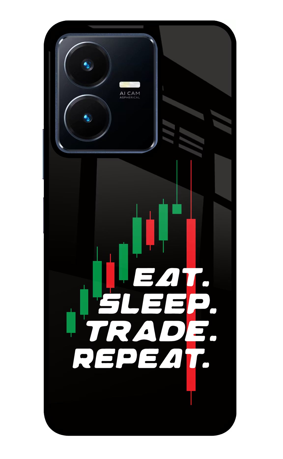 Eat Sleep Trade Repeat Vivo Y22 Glass Case
