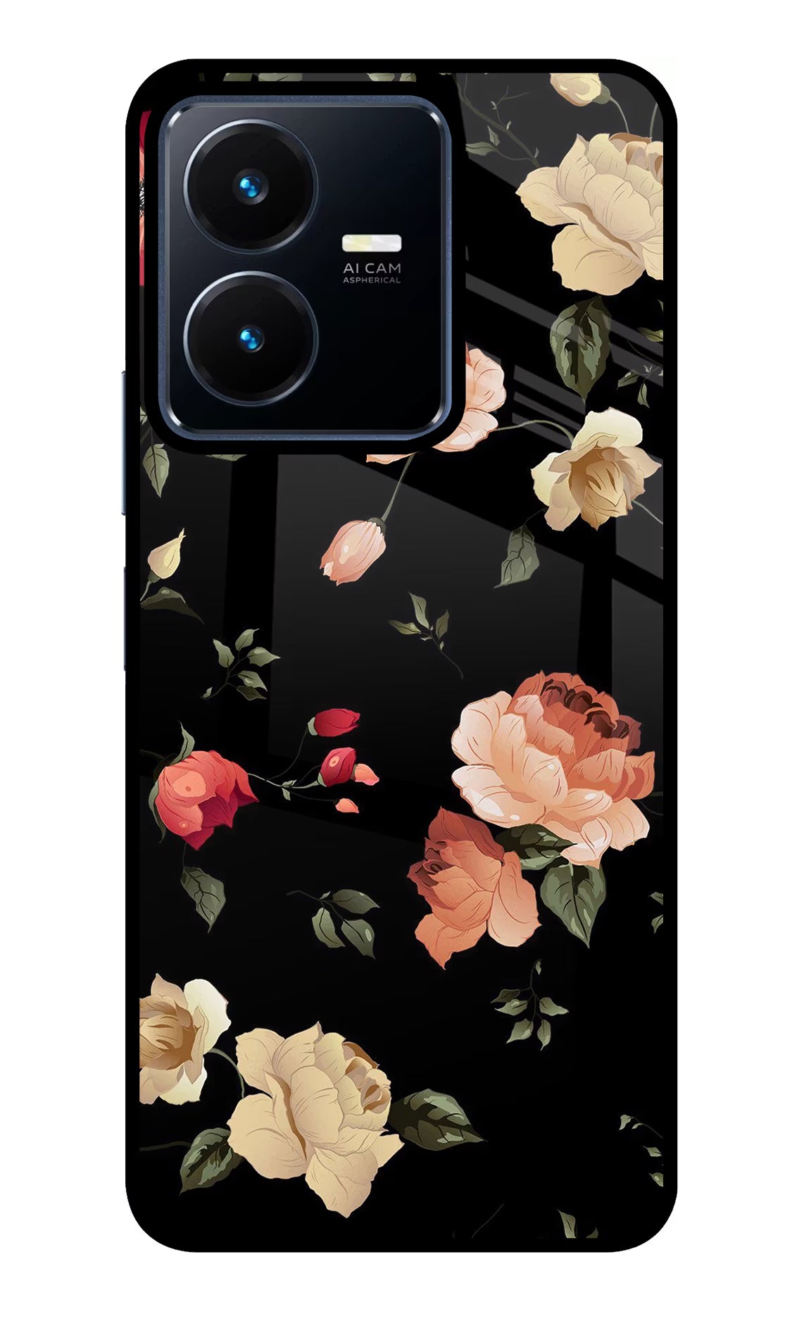 Flowers Vivo Y22 Glass Case