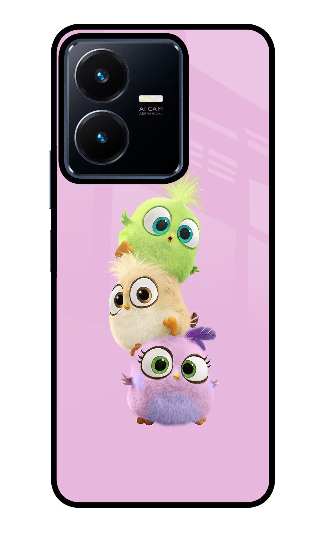 Cute Little Birds Vivo Y22 Glass Case
