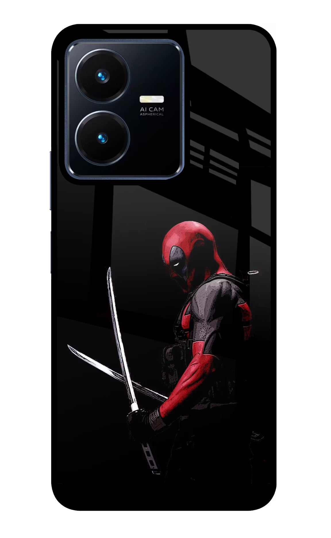 Deadpool Vivo Y22 Glass Case Back Cover by Casekaro
