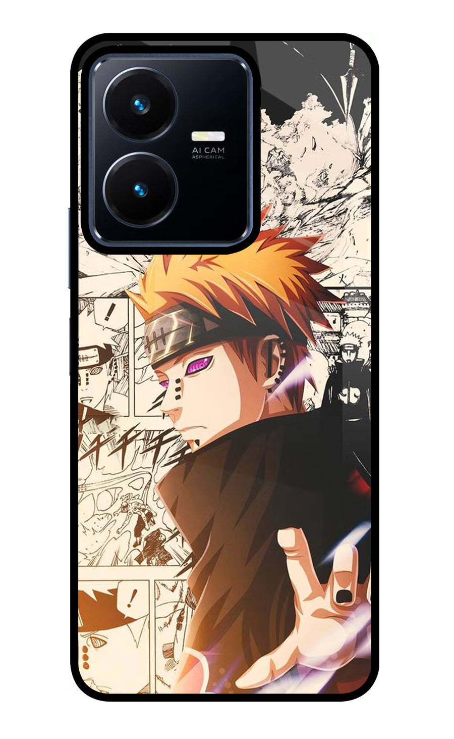 Pain Anime Vivo Y22 Back Cover, Glass case