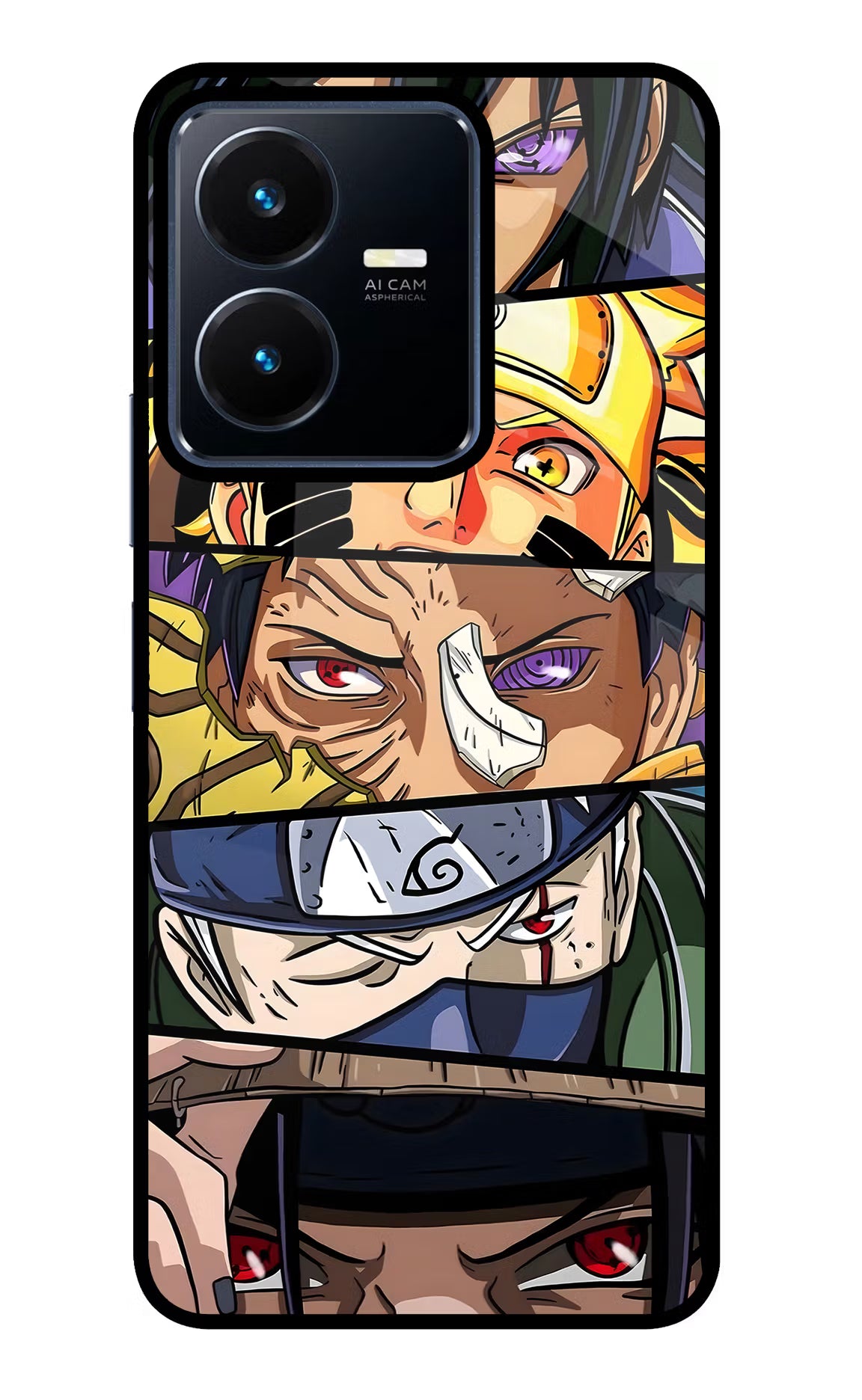 Naruto Character Vivo Y22 Glass Case Back Cover by Casekaro