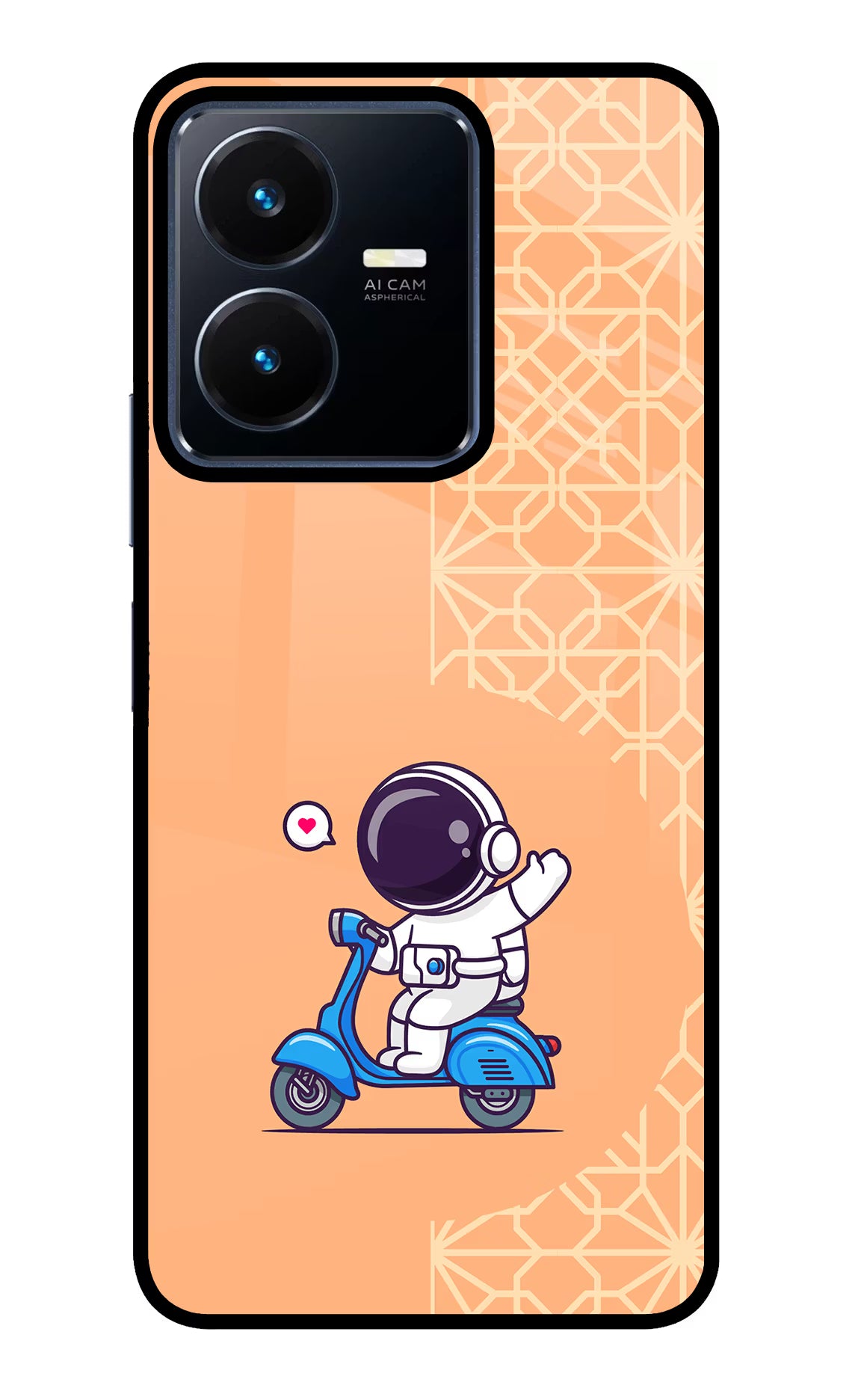 Cute Astronaut Riding Vivo Y22 Glass Case