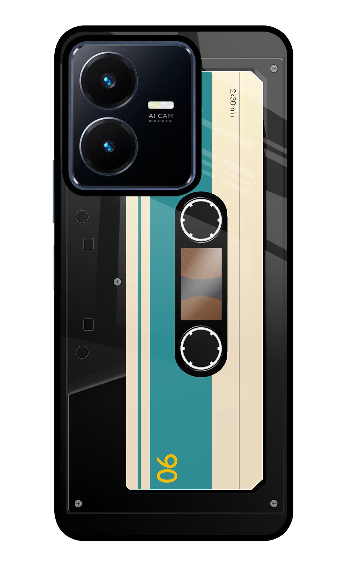 Cassette Vivo Y22 Glass Case Back Cover by Casekaro