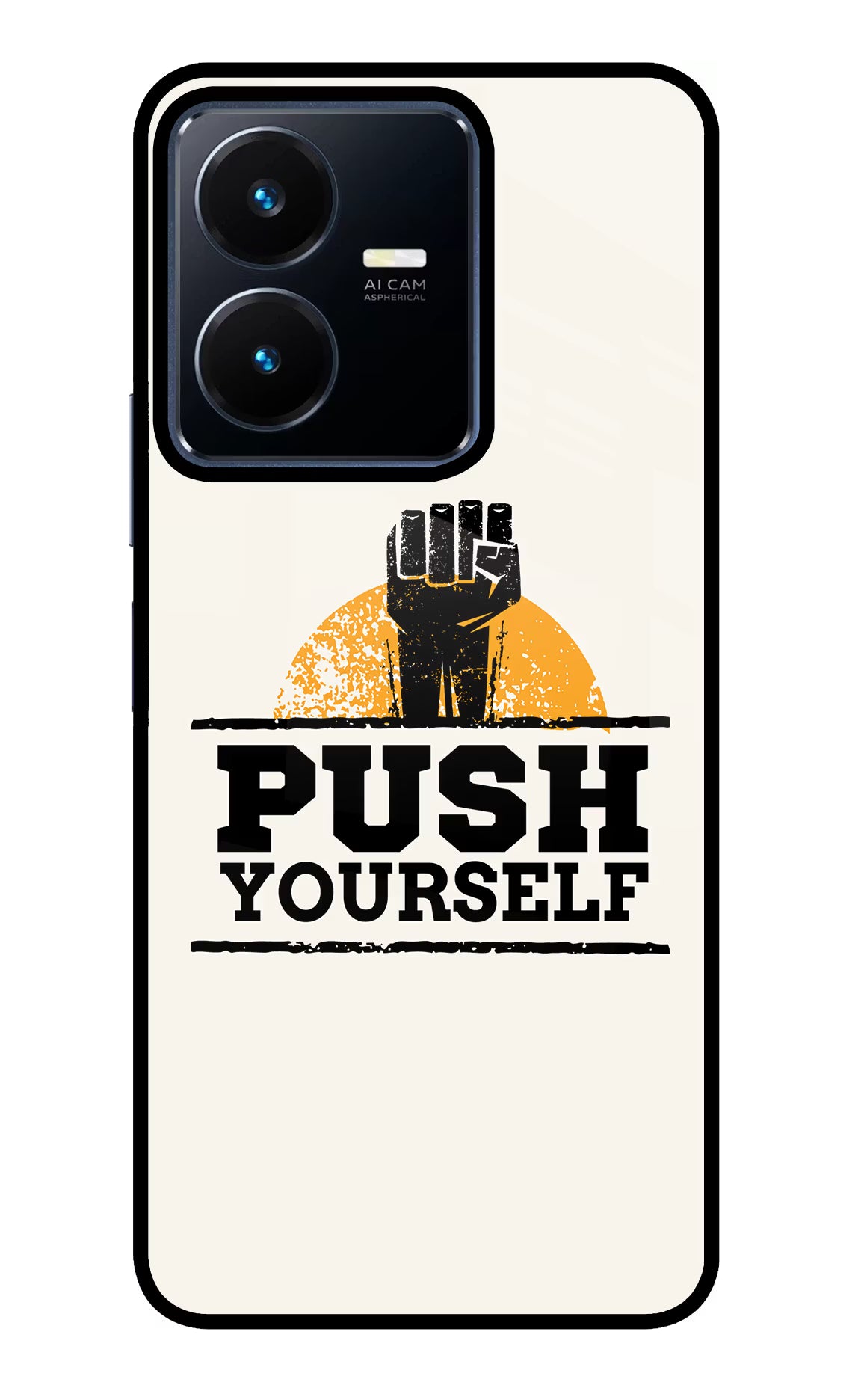 Push Yourself Vivo Y22 Glass Case Back Cover by Casekaro