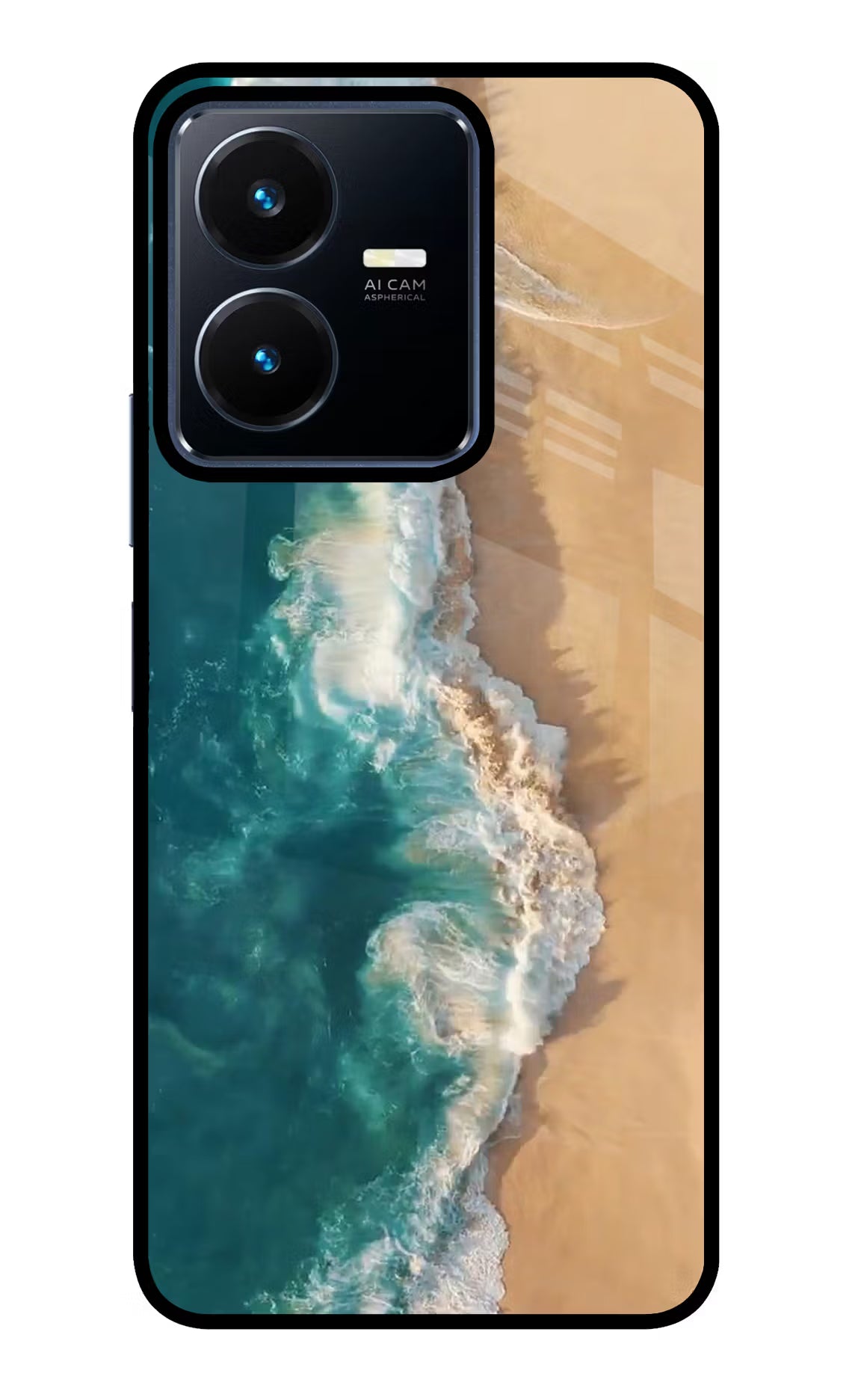 Ocean Beach Vivo Y22 Glass Case Back Cover by Casekaro