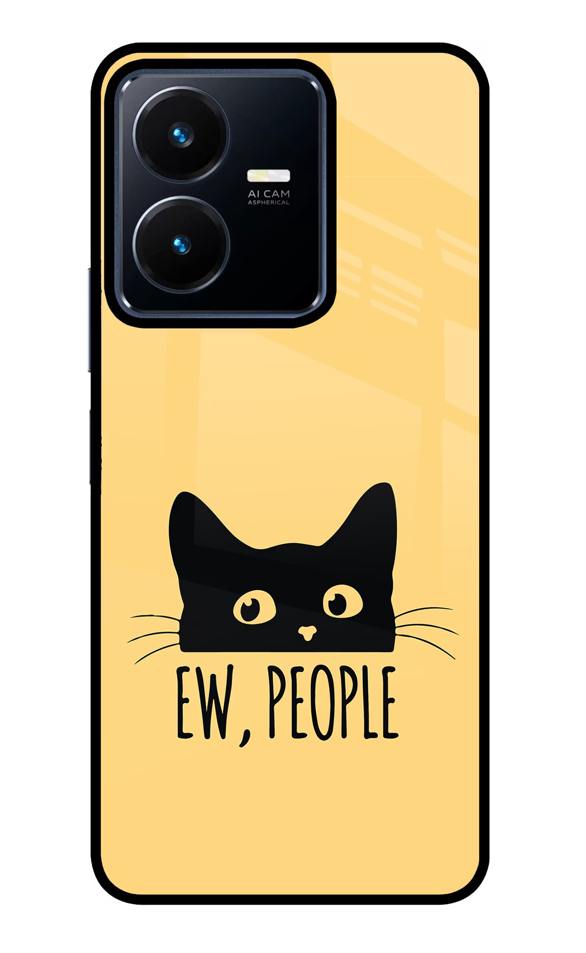 Ew People Catitude Vivo Y22 Glass Case Back Cover by Casekaro