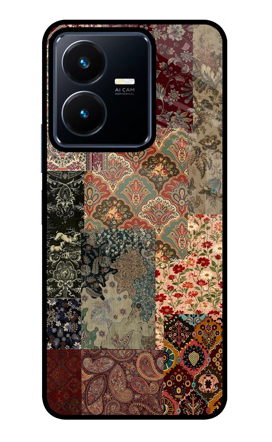 Desi Print Vivo Y22 Glass Case Back Cover by Casekaro
