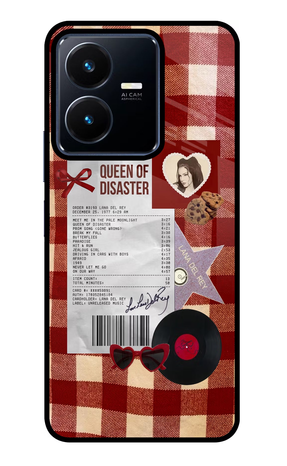 Queen of Disaster Vivo Y22 Glass Case Back Cover by Casekaro