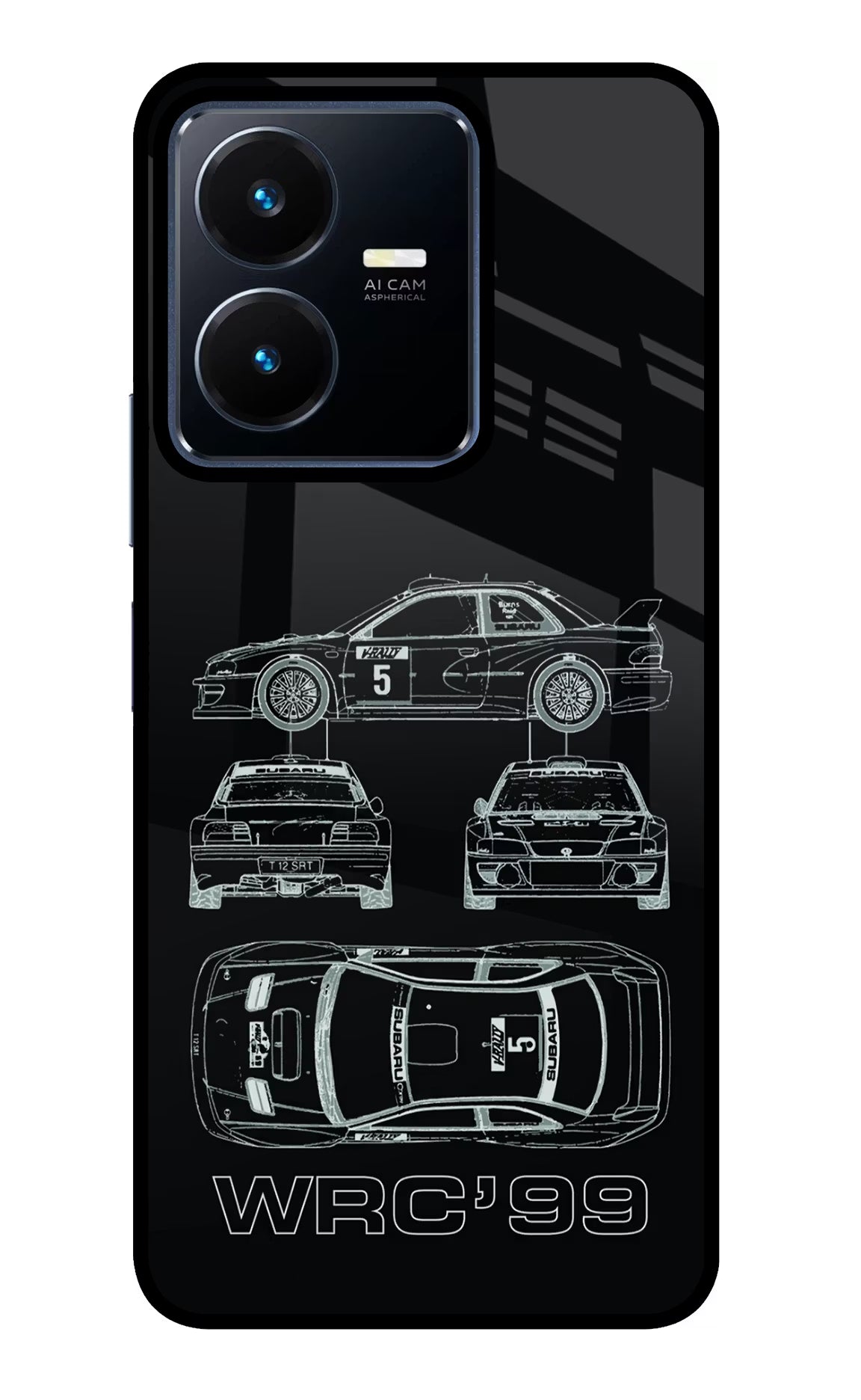 WRC'99 Vivo Y22 Glass Case Back Cover by Casekaro