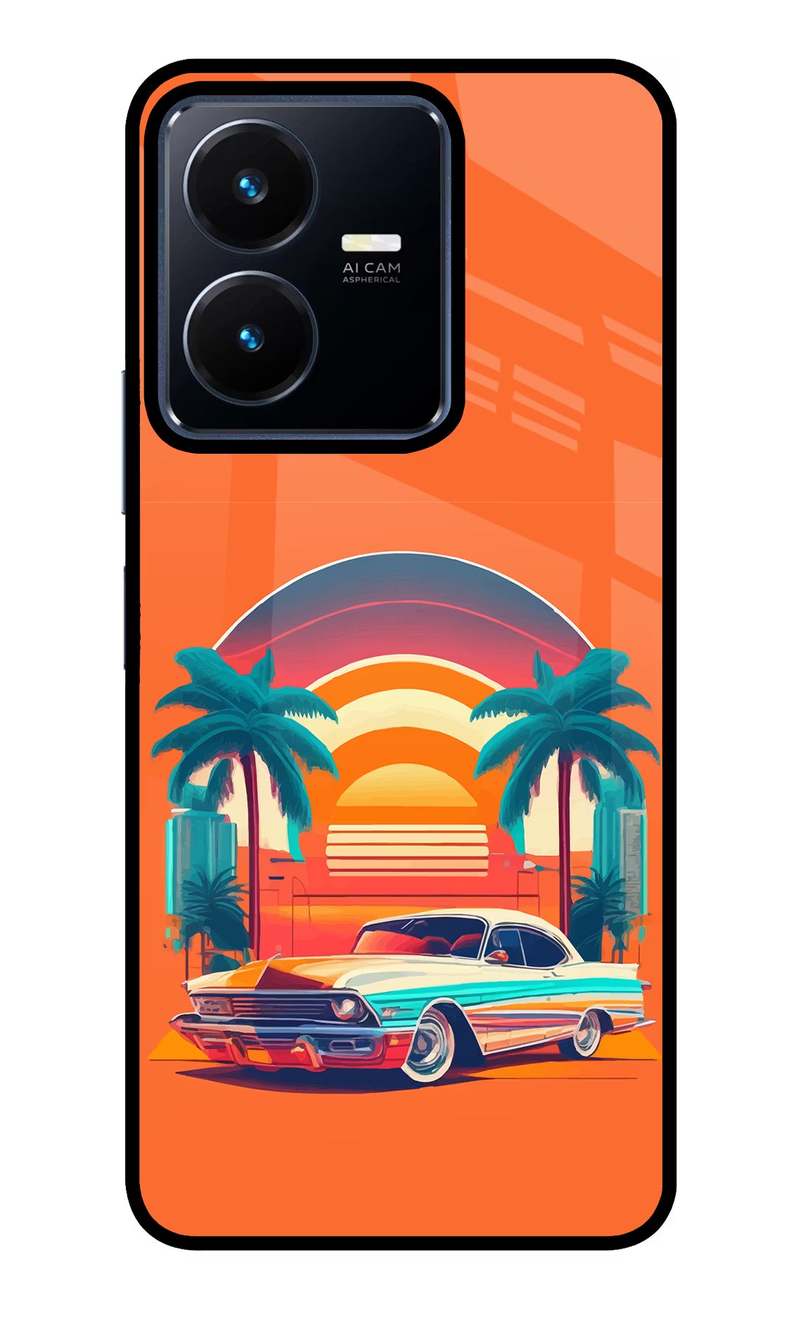 Palm Drive 80s Vivo Y22 Glass Case