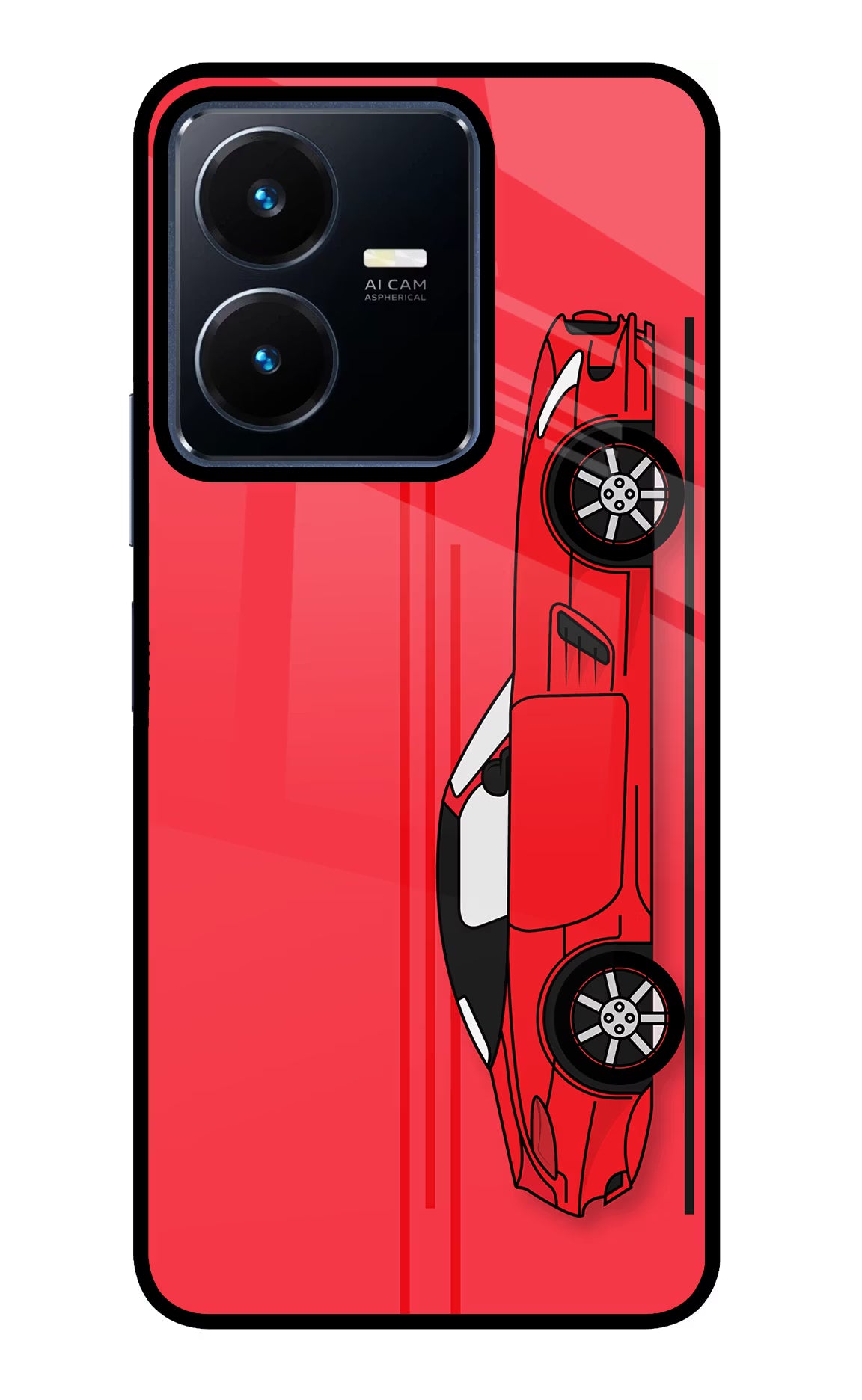 Red Velocity Vivo Y22 Glass Case Back Cover by Casekaro