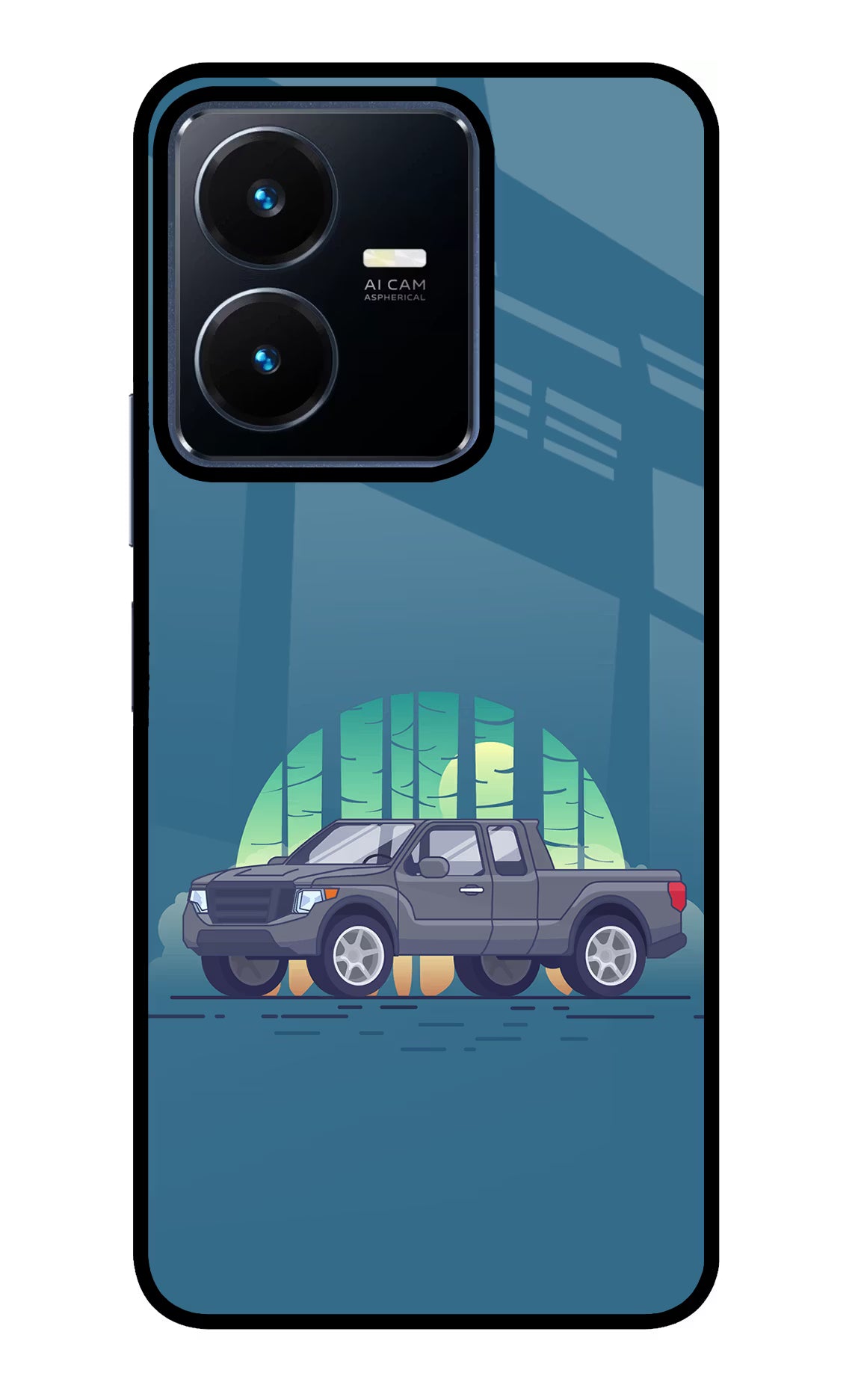 Retro Garage Vibe Vivo Y22 Glass Case Back Cover by Casekaro