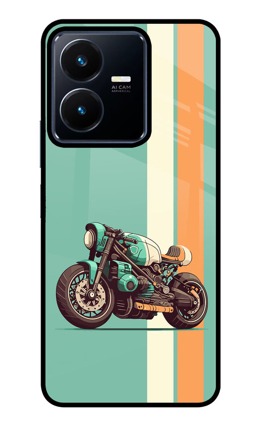 Striped Moto Drift Vivo Y22 Glass Case