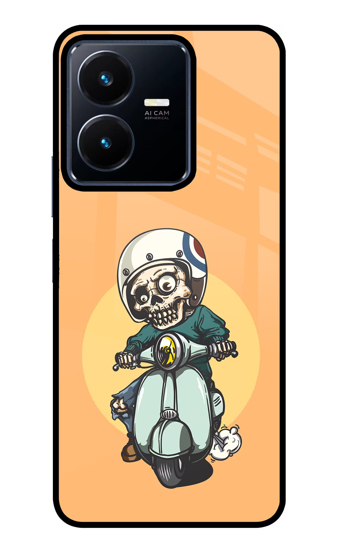 Undead Biker Vivo Y22 Glass Case Back Cover by Casekaro