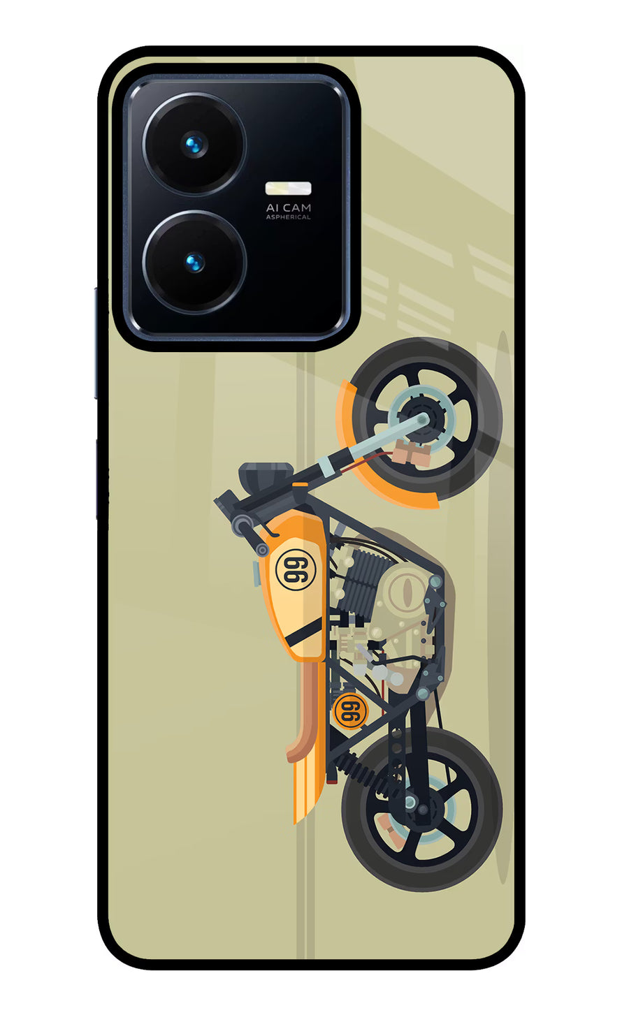 Vertical Speedster Vivo Y22 Back Cover, Glass case