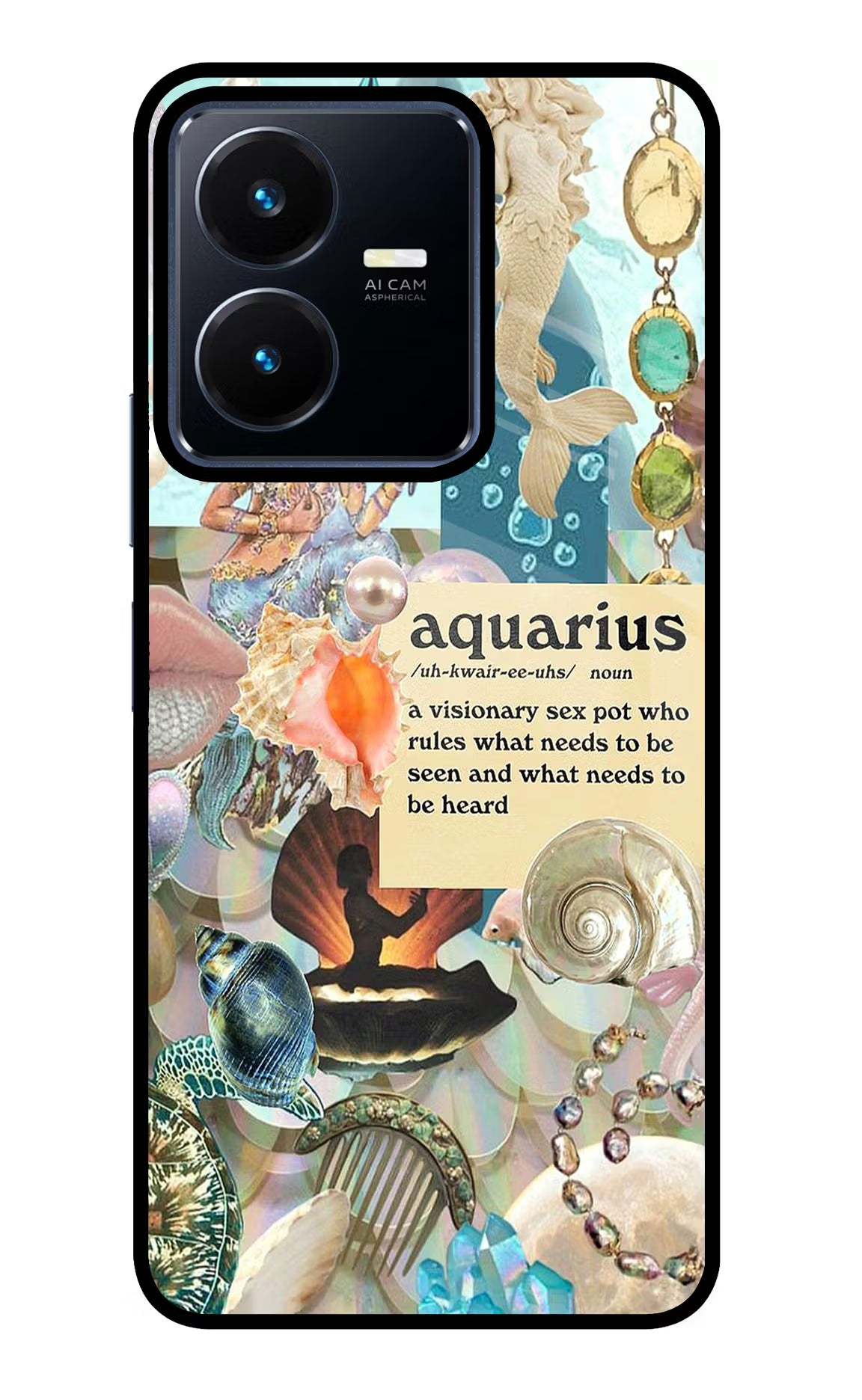 Aquarius Zodiac Vivo Y22 Glass Case Back Cover by Casekaro