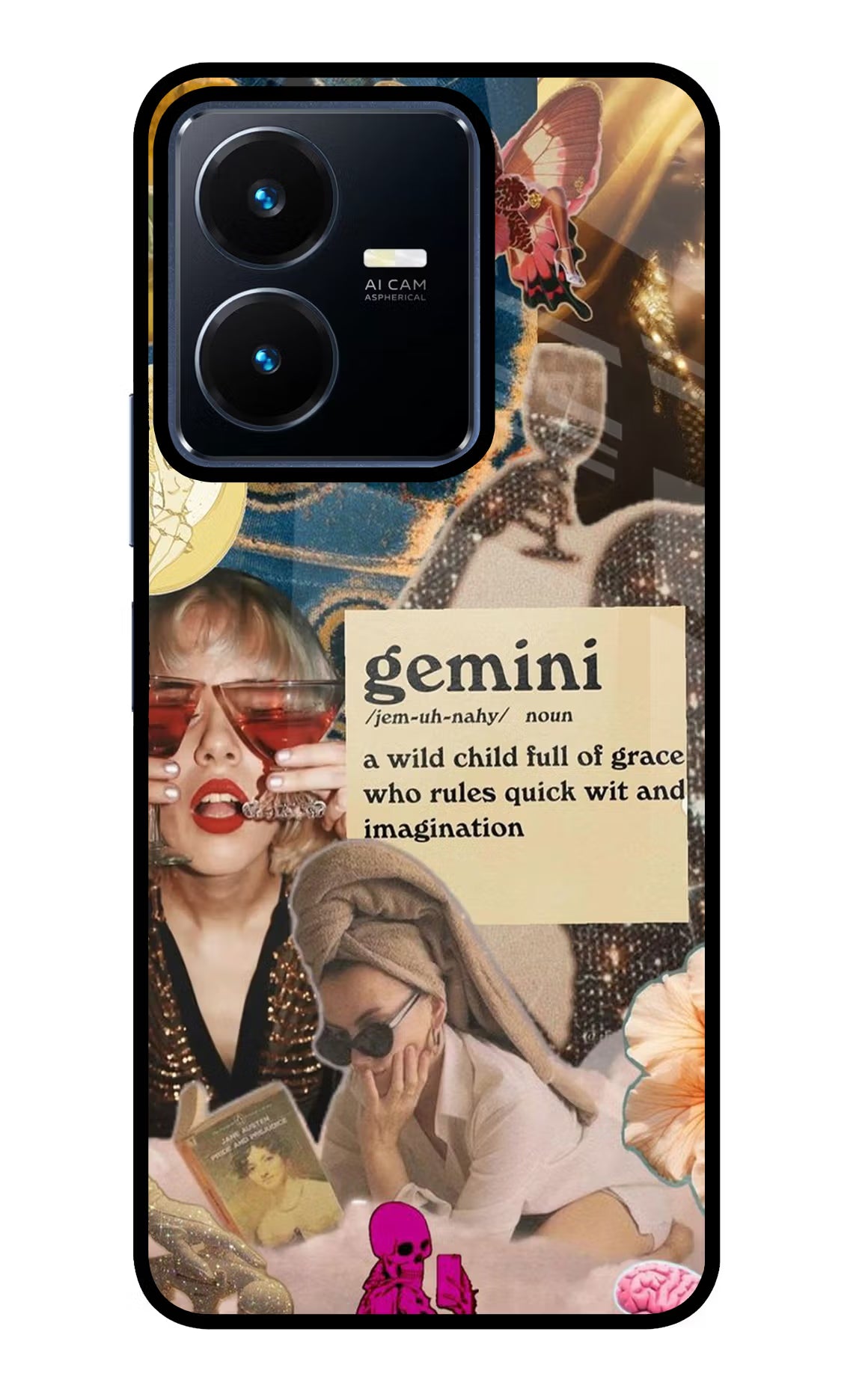 Gemini Zodiac Vivo Y22 Glass Case Back Cover by Casekaro