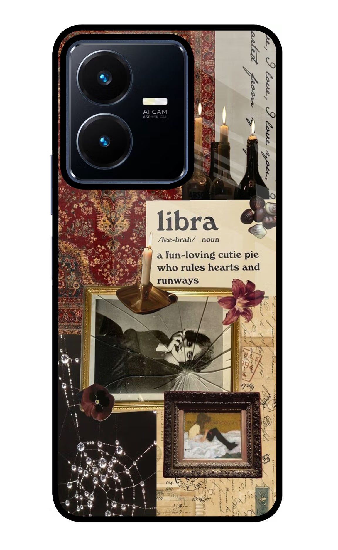 Libra Zodiac Vivo Y22 Glass Case Back Cover by Casekaro