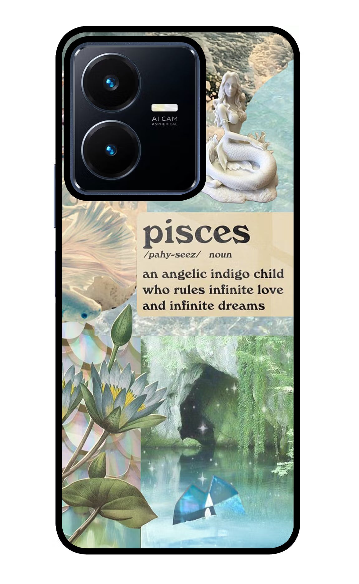 Pisces Zodiac Vivo Y22 Glass Case Back Cover by Casekaro