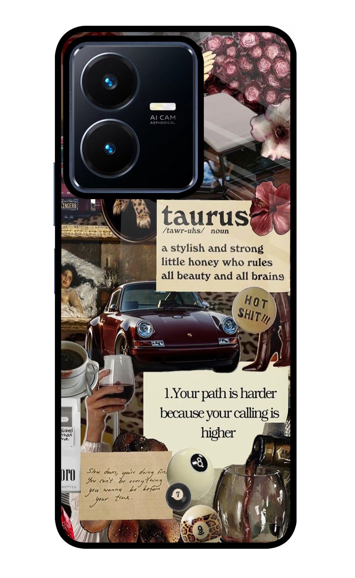 Taurus Zodiac Vivo Y22 Glass Case Back Cover by Casekaro