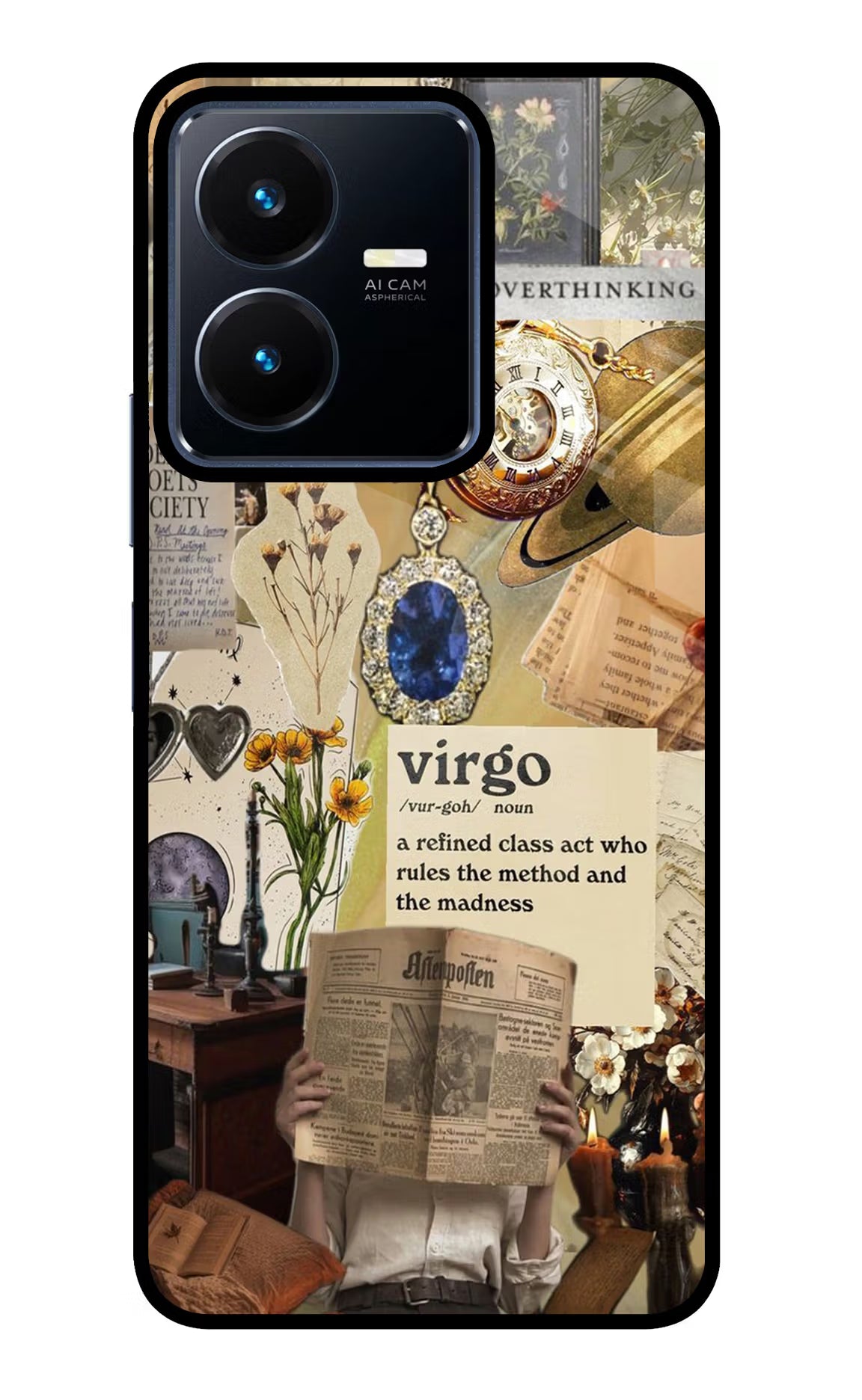 Virgo Zodiac Vivo Y22 Glass Case Back Cover by Casekaro