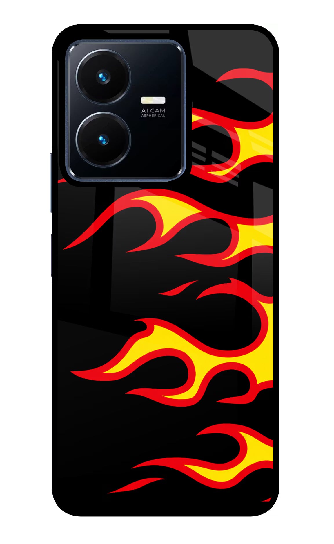 Side Sweep Flames Vivo Y22 Glass Case