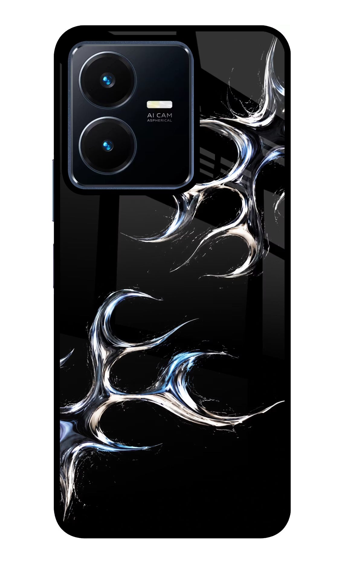 Chrome Tribal Vivo Y22 Glass Case Back Cover by Casekaro