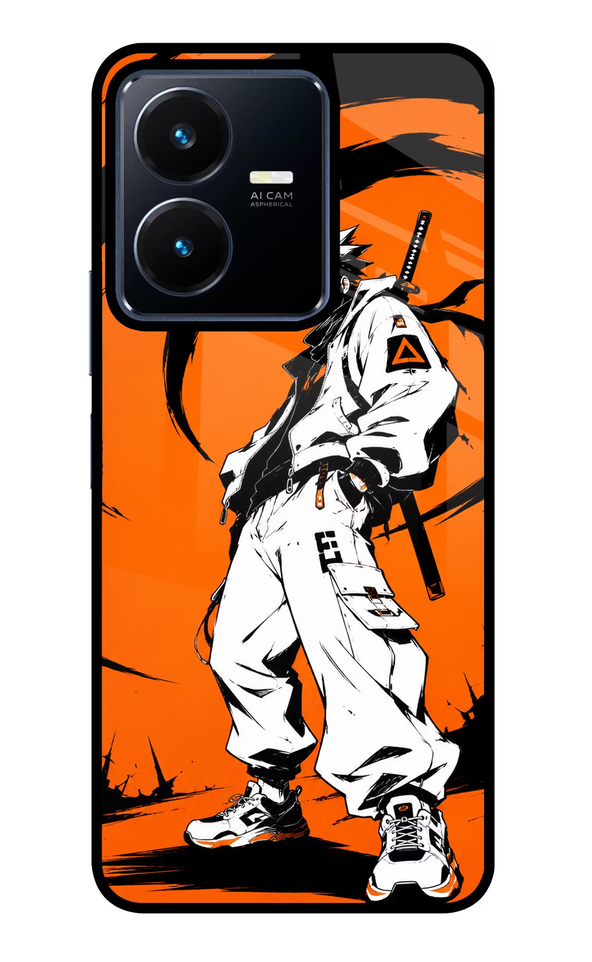 Street Samurai  Vivo Y22 Glass Case Back Cover by Casekaro