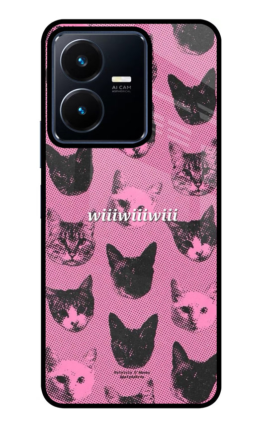 Pink Cats Vivo Y22 Glass Case