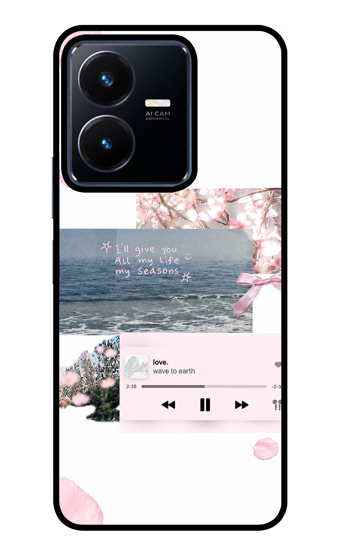 Wave to earth Vivo Y22 Glass Case Back Cover by Casekaro