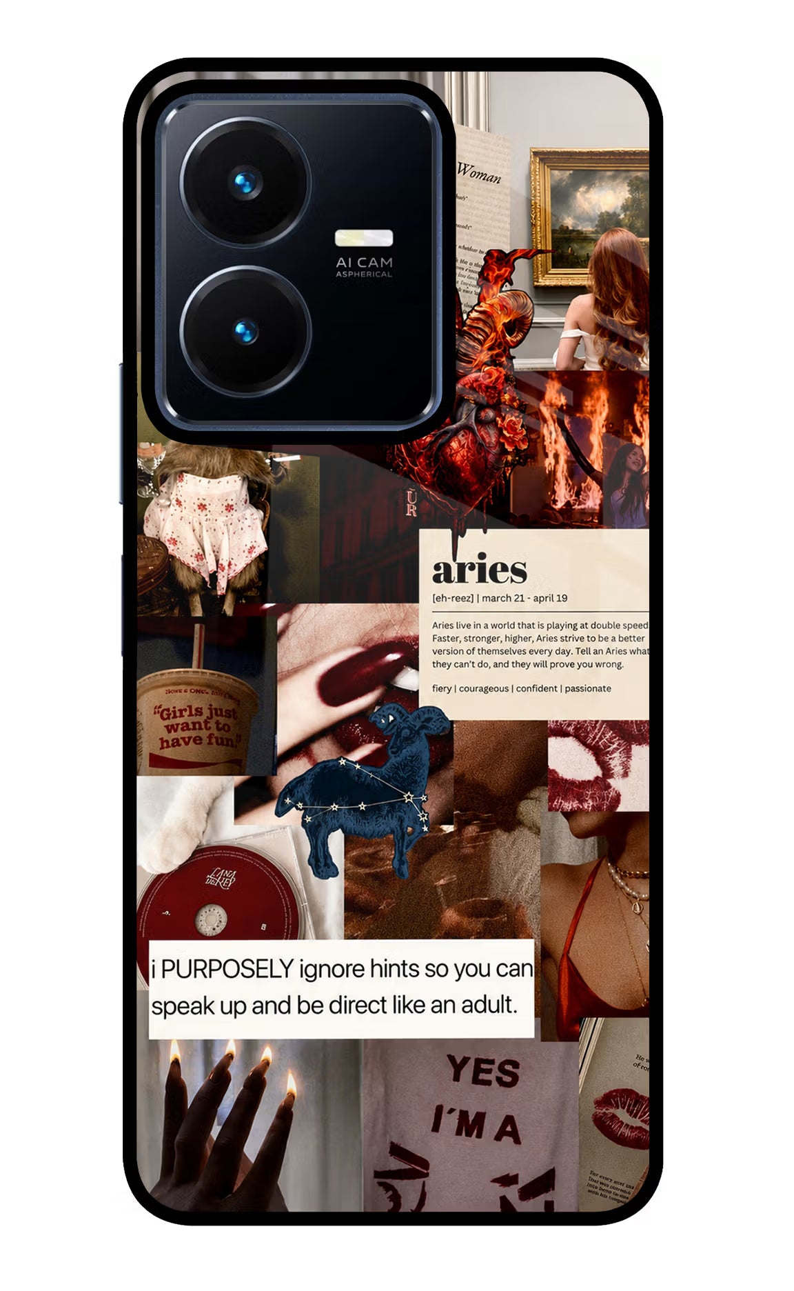 Zodiac Aries Vivo Y22 Glass Case