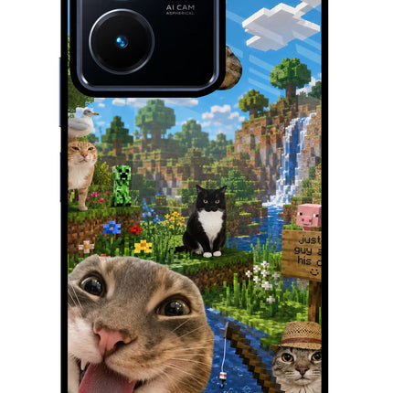 Minecraft Cat Chaos Vivo Y22 Glass Case