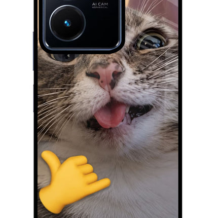 Silly Cat Call Vivo Y22 Glass Case