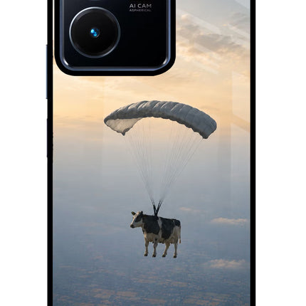 Skydiving Cow Vivo Y22 Glass Case