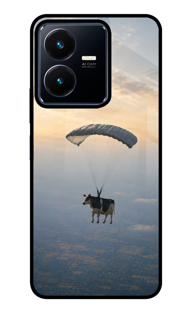 Skydiving Cow Vivo Y22 Glass Case